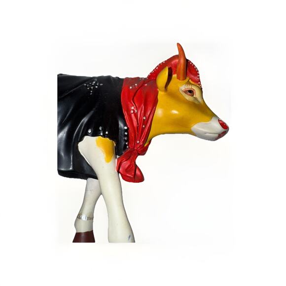 Vintage Cow Parade 2002 Moo'velous Miss Rhinestone Resin Cow Girl 7 Inches - Picture 5 of 7